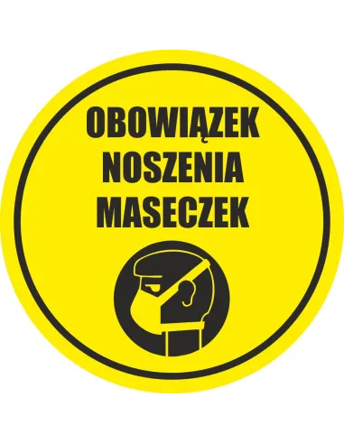 Naklejka z Nadrukiem Ostrzegawcza Obowiązek Noszenia