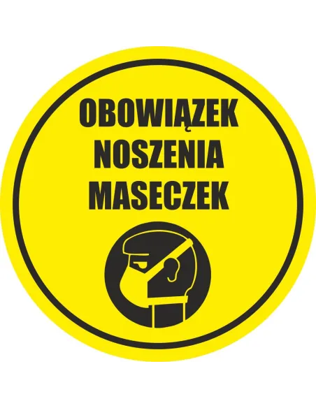 Naklejka z Nadrukiem Ostrzegawcza Obowiązek Noszenia