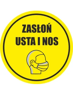 Naklejka Ostrzegawcza Zasłoń Usta i Nos z Nadrukiem