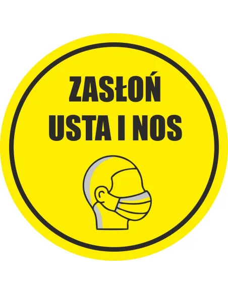 Naklejka Ostrzegawcza Zasłoń Usta i Nos z Nadrukiem