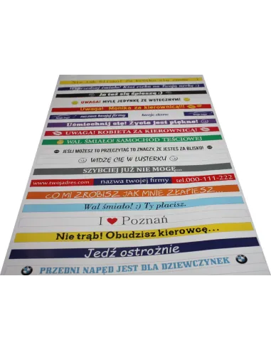 Naklejki na Ramki pod Tablice Rejestracyjne – 10 szt