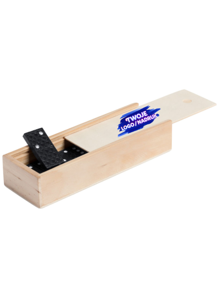 Drewniane domino w pudełku 200 szt Gadżety z logo firmy nadruk UV