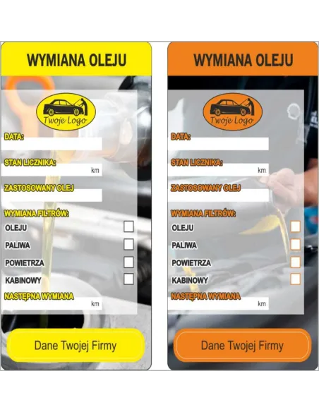 Naklejki 200 szt – Wymiana Oleju 200 szt Personalizowany