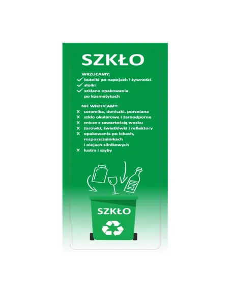 Naklejki Segregacja Śmieci na Kosz Eko Szkło z Nadrukiem