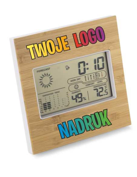 Stacja pogody z budzikiem 200 szt Reklamowe gadżety z nadrukiem personalizacja
