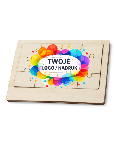 Puzzle reklamowe drewniane 100 szt Gadżety firmowe z logo nadrukiem UV