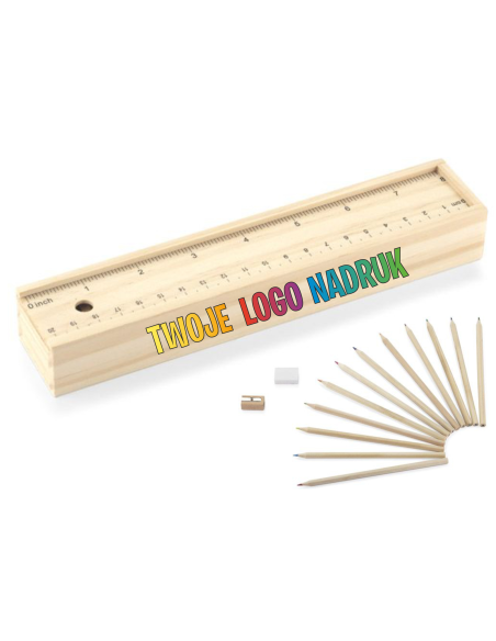 Piórnik z kredkami100 szt Gadżety firmowe z logo nadrukiem UV