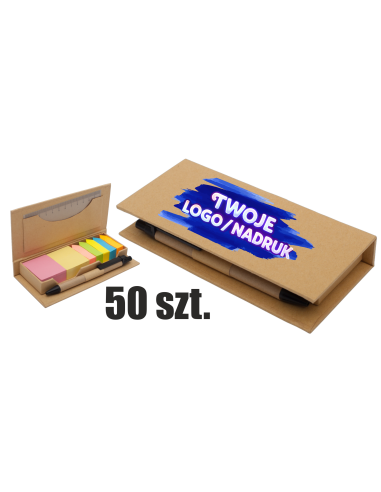Zestaw karteczki samoprzylepne 50 szt Reklamowe gadżety firmowe z nadrukiem UV