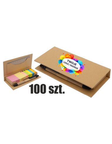Zestaw karteczki samoprzylepne 100 szt Gadżety firmowe z logo nadrukiem UV