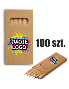 Zestaw drewnianych kredek 100 szt Gadżety firmowe z logo nadrukiem UV