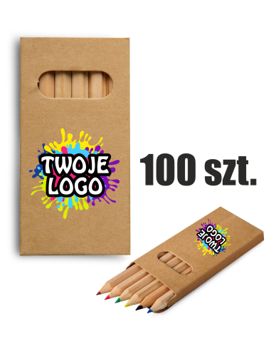 Zestaw drewnianych kredek 100 szt Gadżety firmowe z logo nadrukiem UV
