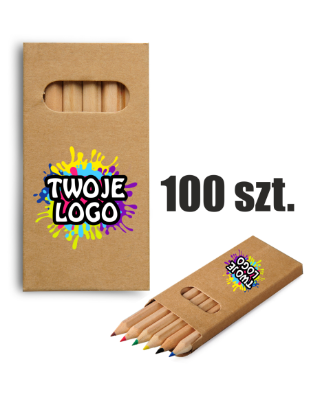 Zestaw drewnianych kredek 100 szt Gadżety firmowe z logo nadrukiem UV