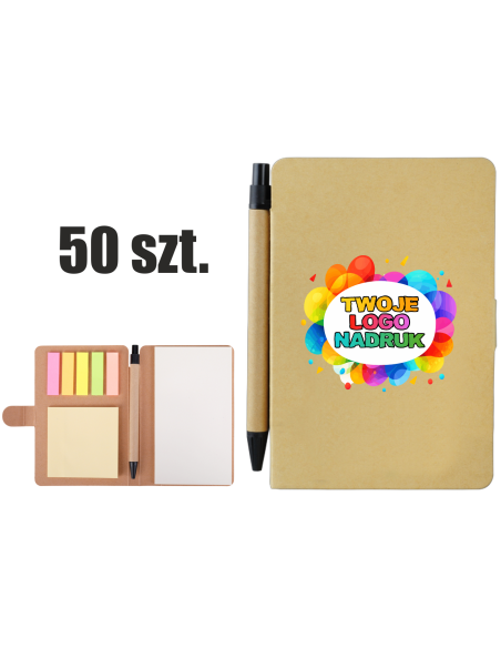 Notatnik zestaw karteczek 50 szt Reklamowe gadżety firmowe z nadrukiem UV