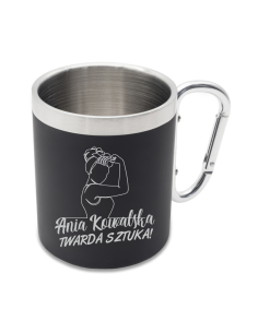 Kubek stalowy Personalizowany Prezent Grawer NA DZIEŃ KOBIET Z IMIENIEM