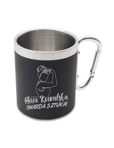 Kubek stalowy Personalizowany Prezent Grawer NA DZIEŃ KOBIET Z IMIENIEM