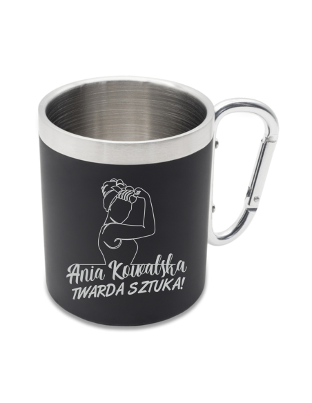 Kubek stalowy Personalizowany Prezent Grawer NA DZIEŃ KOBIET Z IMIENIEM