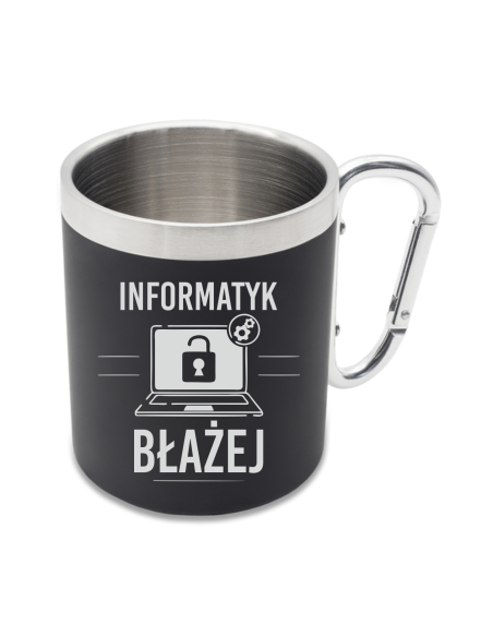 Kubek stalowy 300 ml Elegancki Prezent z Własnym Grawerem DLA INFORMATYKA
