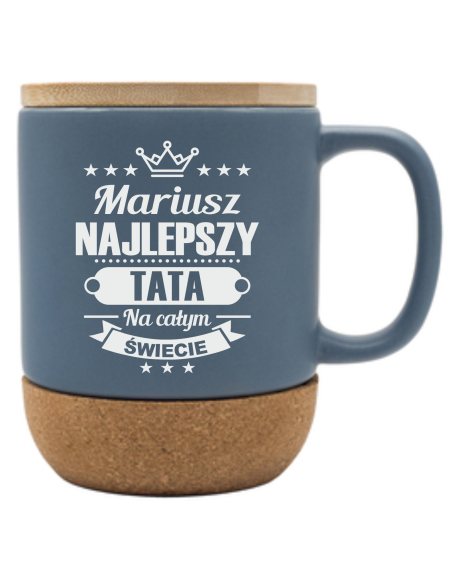 Kubek z przykrywką Wyjątkowy Prezent z Indywidualnym Grawerem NA DZIEŃ TATY