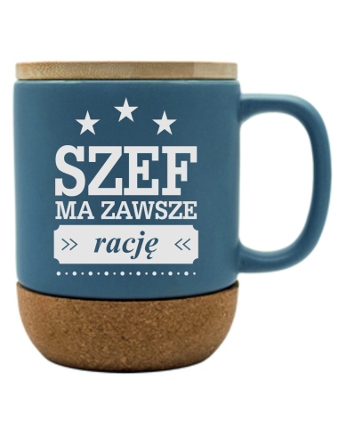 Kubek Bambusowa przykrywka Personalizowany Grawerowany Upominek DLA SZEFA