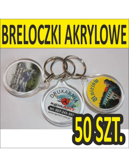 Bryloki Breloki Bryloczki Akrylowe z Wkładką z Dowolną