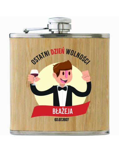 Piersiówka z NADRUKIEM na WIECZÓR Kawalerski Idealny GADŻET Upominkowy