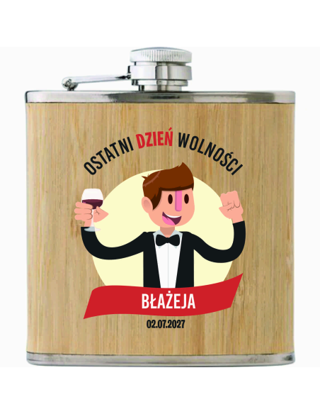 Piersiówka z NADRUKIEM na WIECZÓR Kawalerski Idealny GADŻET Upominkowy