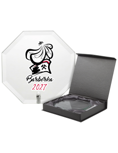 Wspaniały PREZENT Trofeum SZKLANE Na Barbórkę z WŁASNYM Logo Grafiką UV