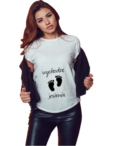 Koszulka z Nadrukiem – Wychodzę Jesienią Stópki Reklamowy