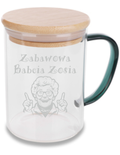 Szklany Kubek 400 ml Personalizowany Prezent z Grawerem NA DZIEŃ BABCI