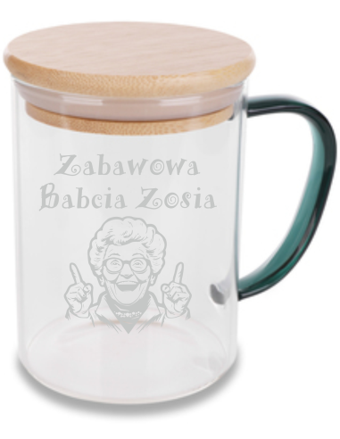 Szklany Kubek 400 ml Personalizowany Prezent z Grawerem NA DZIEŃ BABCI