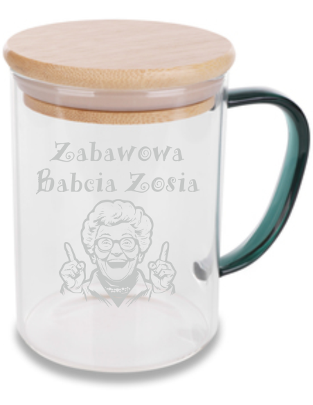 Szklany Kubek 400 ml Personalizowany Prezent z Grawerem NA DZIEŃ BABCI