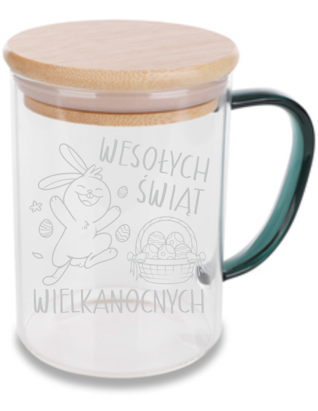 Szklany Kubek 400 ml Personalizowany Prezent z Grawerem WIELKANOCNY
