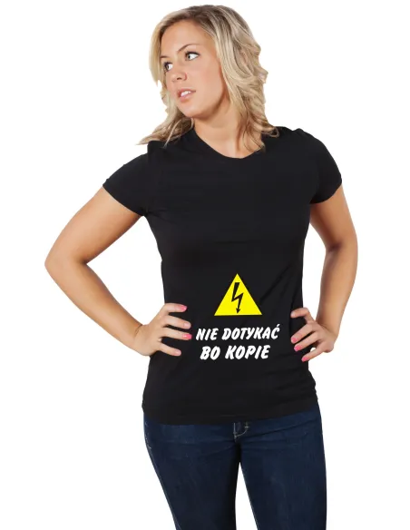 Koszulka z Nadrukiem – Napis Nie Dotykać Bo Kopie Reklamowy