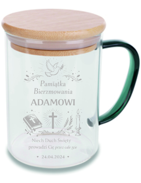 Szklany Kubek 400 ml Wyjątkowy Indywidualny Grawer Prezent NA BIERZMOWANIE