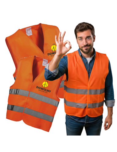 KAMIZELKA Wysoka WIDOCZNOŚĆ Odblask DOWOLNA Grafika LOGO Nadruk rozm. XL