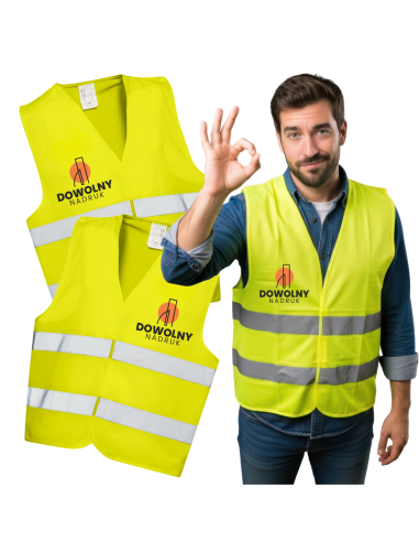 KAMIZELKA Wysoka WIDOCZNOŚĆ Odblask DOWOLNA Grafika LOGO Nadruk rozm. XL