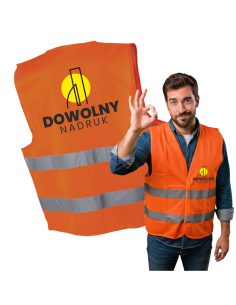 Kamizelka ODBLASKOWA Z DWOMA Nadrukami Grafikami DOWOLNYMI rozm. L KOLORY