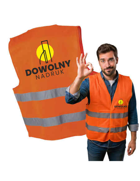 KAMIZELKA Odblaskowa WŁASNY Projekt GRAFIKA NADRUK Widoczność rozm. 3XL