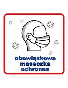 Naklejka z Nadrukiem Obowiązkowa Maseczka Ochronna