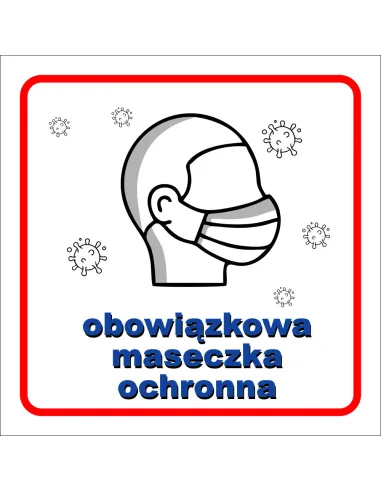 Naklejka z Nadrukiem Obowiązkowa Maseczka Ochronna