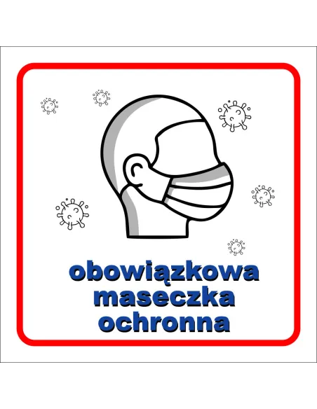 Naklejka z Nadrukiem Obowiązkowa Maseczka Ochronna