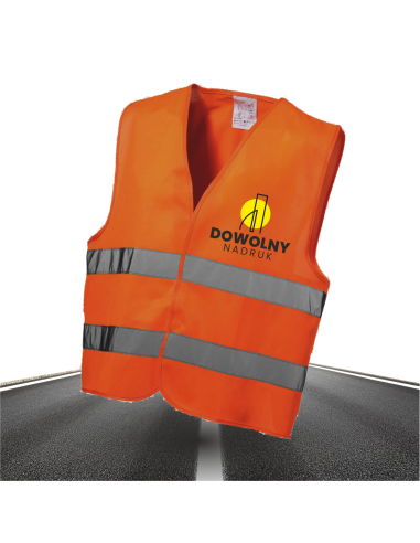 Kamizelka ODBLASKOWA z NADRUKIEM GRAFIKĄ Dowolny Napis LOGO Firmy rozm. S