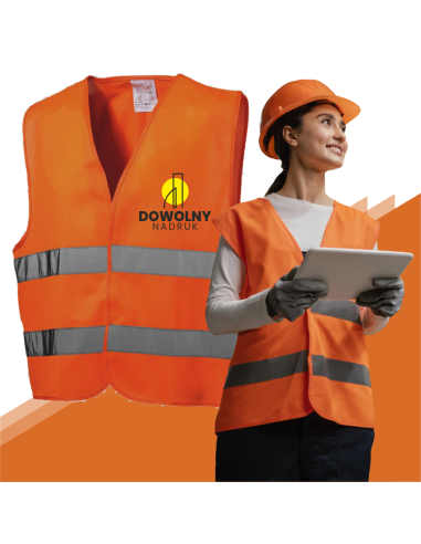 Kamizelka DROGOWA z NAPISEM GRAFIKĄ LOGO Dowolny NADRUK Widoczność rozm. M