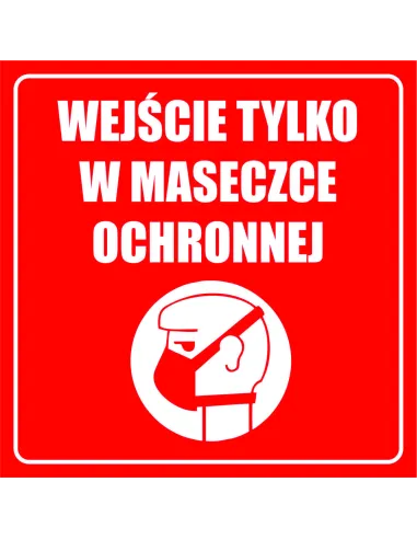 Naklejki Wejście Tylko w Maseczce Ochronnej z Nadrukiem