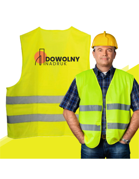 Kamizelka DROGOWA Odblaskowa z NADRUKIEM Dowolnym NAPISEM GRAFIKĄ roz. 3XL