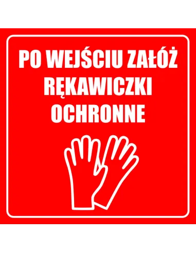 Naklejki z Nadrukiem Wejściu Załóż Rękawiczki Ochronne