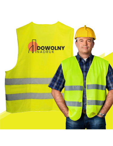 Kamizelki DROGOWE BHP Odblaskowe NADRUK NAPIS Grafika DOWOLNOŚĆ 50 szt