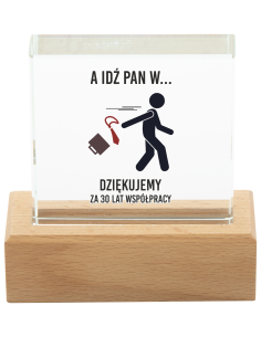 Upominek na Pożegnanie w PRACY Trofeum z WŁASNĄ Grafiką NADRUKIEM UV Logo