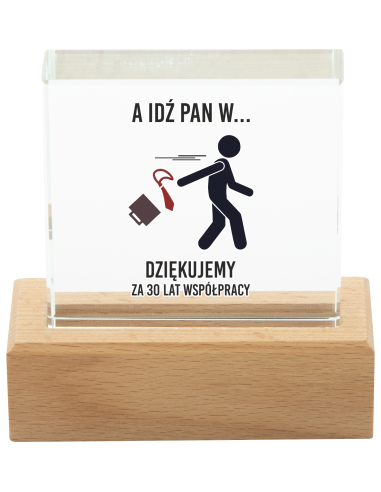 Upominek na Pożegnanie w PRACY Trofeum z WŁASNĄ Grafiką NADRUKIEM UV Logo