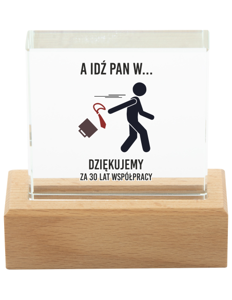Upominek na Pożegnanie w PRACY Trofeum z WŁASNĄ Grafiką NADRUKIEM UV Logo